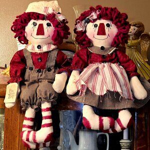Handmade Primitive Raggedy Ann and Andy Dolls  - Our Love Story